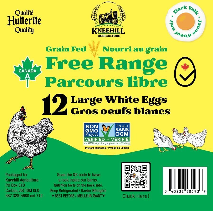 Free Range Non-GMO White Eggs (1 Doz) L/XL